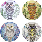 Watercolor Owl Round Coaster Set by QJ+CMJ