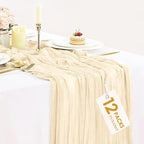 12 Packs Beige Cheesecloth Table Runner, Boho Gauze Cream Cheese Cloth Table by BlueTopCoLtd