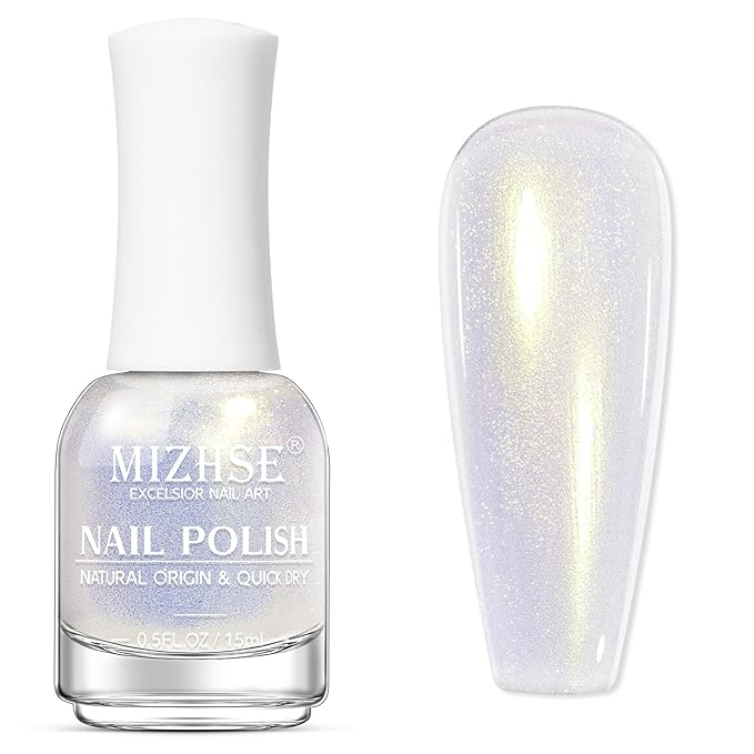 MIZHSE Aurora Purple Nail Polish, Quick Dry Shimmer Nail Polish, Air Fast Drying Mermaid Regular Nail Lacquer Not Gel Oil-based Nail Art Manicure Home DIY