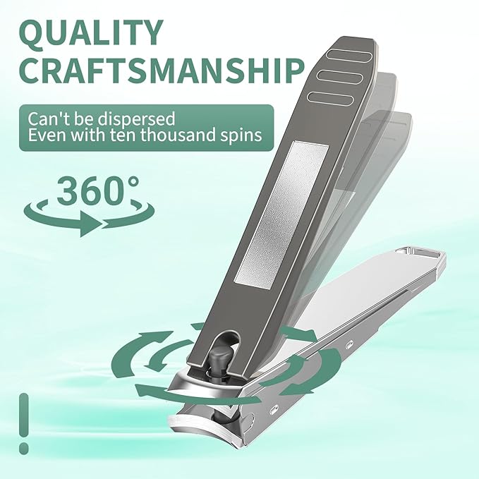 Nail Clippers for Men with Catcher, CLPPNA 2-Pack Large & Small Anti-Splash Nail Clippers Set, Ultra Sharp Sturdy Fingernail and Toenail Clipper Cutters for Men Women, Black