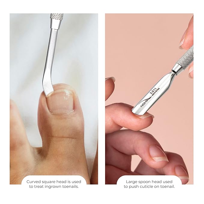 NGHIA Pusher - S-511 (Stainless Steel) | Double–Ended Ingrown Nail Treatment and Cuticle Pusher | Premium Quality for Nail Care | Ergonomic Design | Suitable for Professional & Home Use