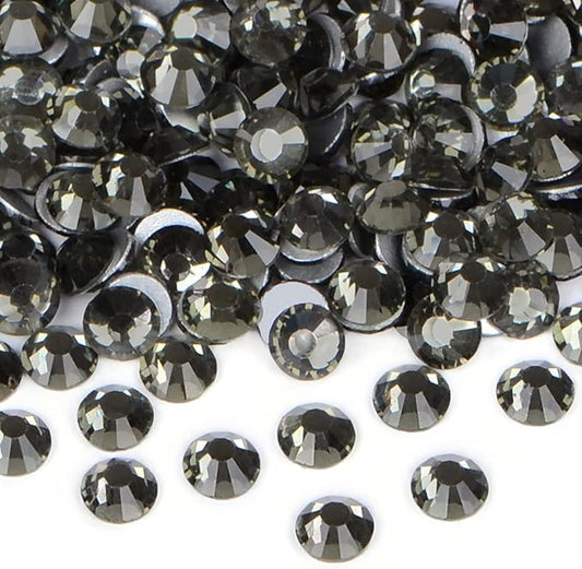 1440PCS Art Nail Rhinestones Non Hotfix Glue Fix Round Crystals Glass Flatback for DIY Jewelry Making with one Picking Pen (ss16 1440pcs, Black Diamond)
