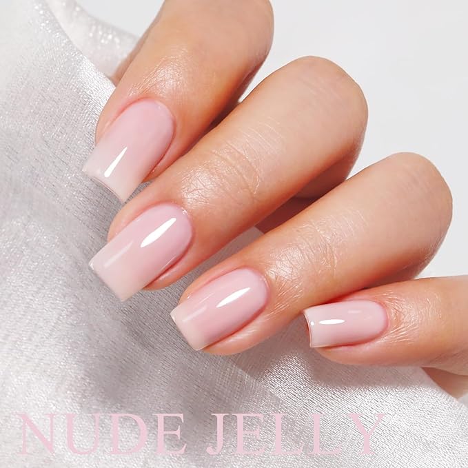 Imtiti Jelly Gel Nail Polish - Nude Sheer Spring Summer Translucent Gel Polish Nail Art Manicure Salon DIY Design Kit 10ML