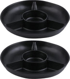 Chip & Dip Serving Tray Set, 4 Sectional Round Melamine Serving Platter by ZAROCRUS