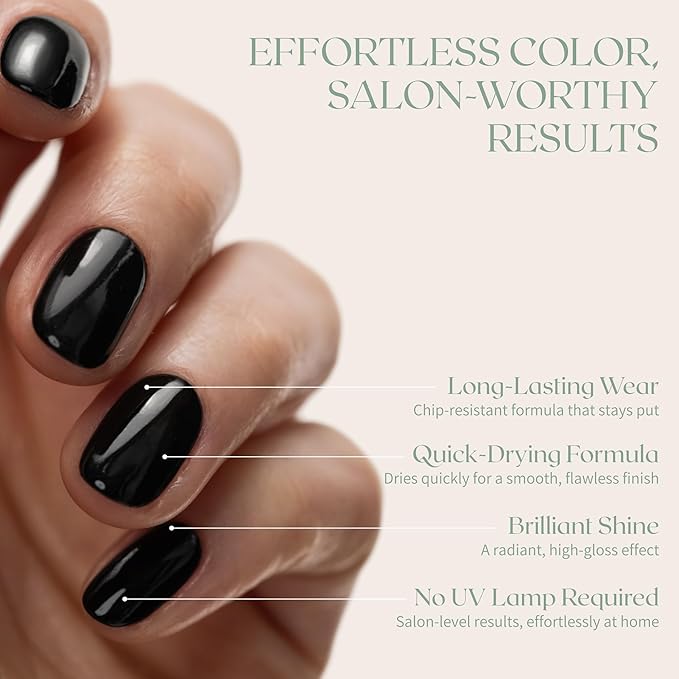 Breathable Premium Long Lasting Nail Polish (Dark Coal) - Vegan & Toxin-Free