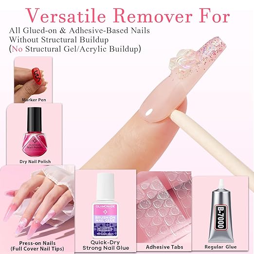 Press on Nail Glue Remover: False Nail Tips & Fake Nails Quick Easy Removal Adhesive Debonder Beginner Friendly - 30ml Non-Acetone Dissolver