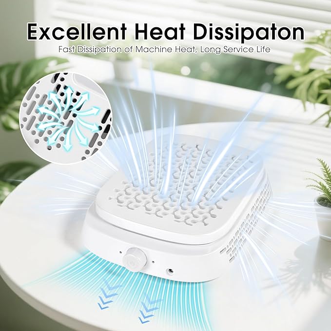 Nail Dust Collector, Compact Vacuum Nail Fan Dust Collector, Nail Tech Dust Collector with Reusable Filter for Acrylic Nail Polishing, Salon, Home