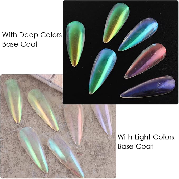 Aurora Nail Art Powder, Holographic Fine Nail Powder Design, Iridescent Nail Dust Pigment for Nail Art Gel Polish, Women Girls Manicure Glitter Decorations, Resin Nail Art Tips, Acrylic Nails Supplies