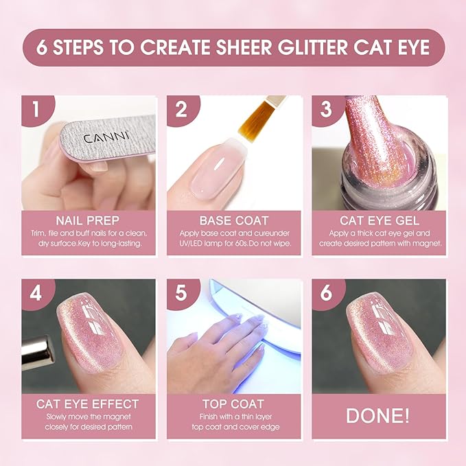CANNI 8 Pcs 9 ML Glitter Gel Nail Polish Set, Shimmer Sparkly Pink Yellow White Purple Blue Green Colors Gel Polish Kit Soak Off Led Nail Art Gel Manicure Salon DIY Gifts