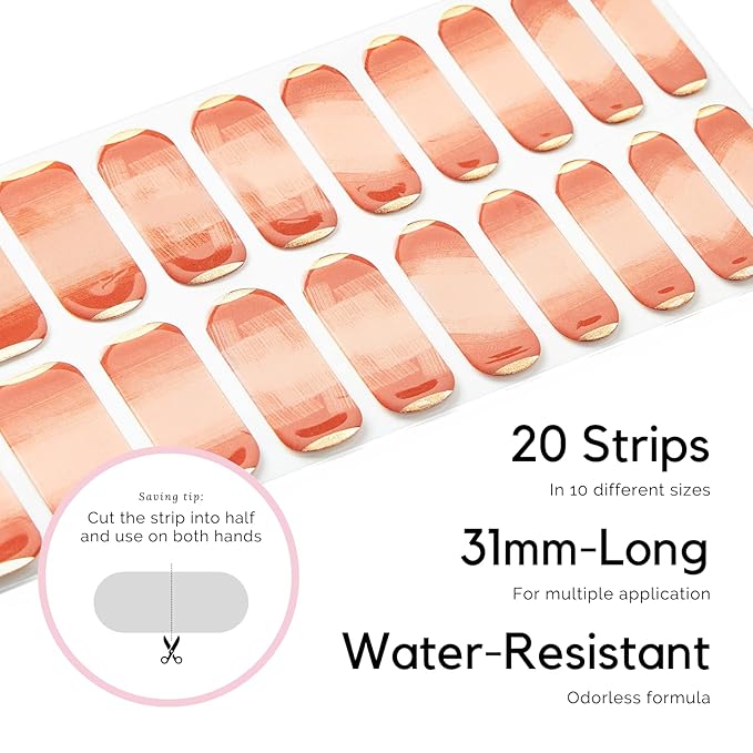 NAILOG Semi Cured Gel Nail Strips 20 Pcs French Tip Stickers | Buy 2 Get 1 UV Lamp | Extra Long Wraps With Glossy Finishing | Impasto