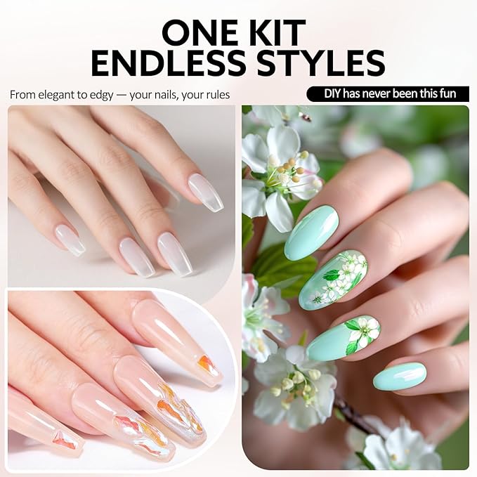 VENALISA Gel Nail Polish Set, 5 Colors 10ML Gel Polish Kit Nude Pink Blue Milky White Glitter Soak Off Salon Manicure DIY at Home Nail Art For Girls Women