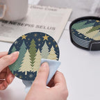Winter Blue Christmas Tree Snowflake and Stars Coasters - Image 5