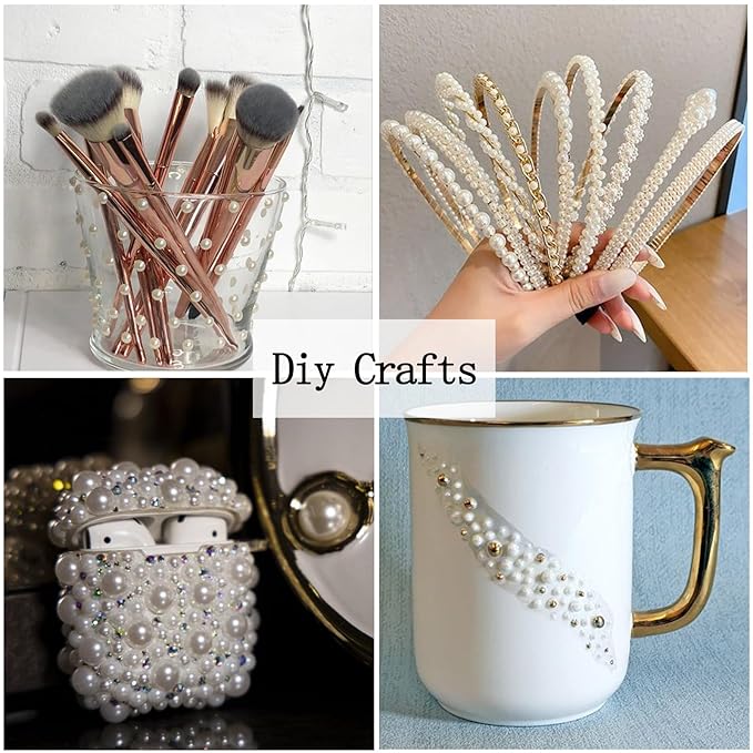 Nail Art Pearls with Rhinestones Glue Gel Flatback Pearls Nail Charms Gold Nails Supplies Accessories Silver Nails Gems Jewelry Pearl for Women