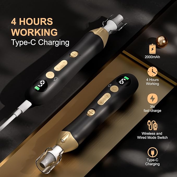 Electric Nail File Drill: Rechargeable Cordless Nail Drill – 9-Speed Rechargeable Electric File for Acrylic & Gel Nails, Portable Manicure & Pedicure Set for Home & Salon