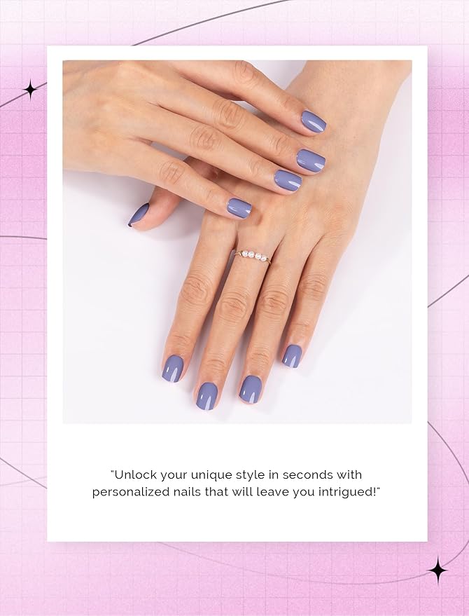 MelodySusie 30PCS Semi Cured Gel Nail Strips, Purple, Salon Quality, Long Lasting, Easy to Apply and Remove, Includes 2 Prep Pads, Nail File and Wooden Stick