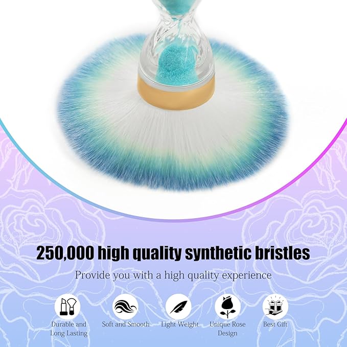 Nail Dust Brush for Acrylic Nails,Soft Brush Nail Art Dust Powder Remover Brushes,Manicure Brush Clean Up Tools for Home Use or Salon Nail Art Brush(Hourglass Blue)