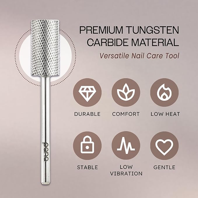 PANA Professional 3/32" Shank Size - Flat Top Large Barrel Silver Carbide Bit - Fine Grit - Nail Drill Bit for Dremel Machine