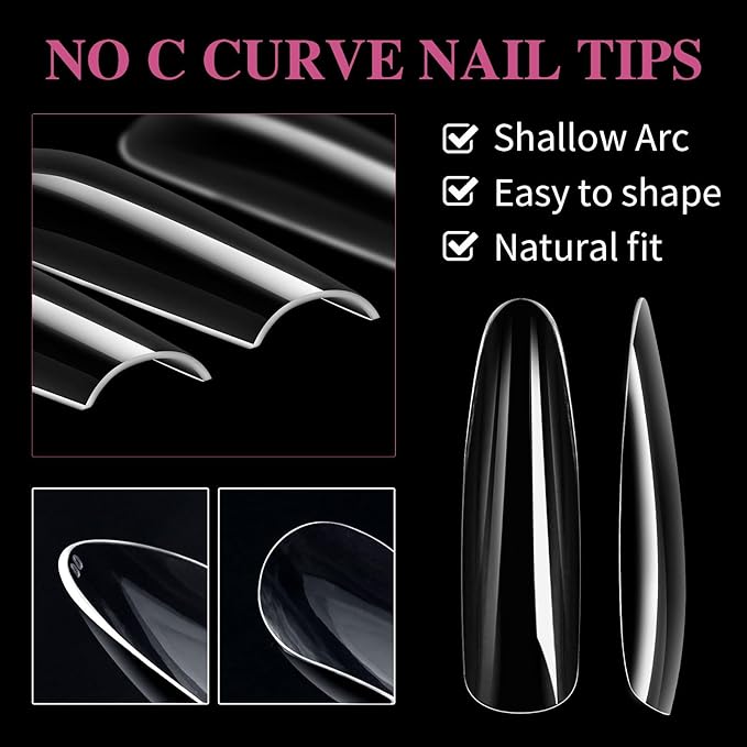 halloween nails Explosive 240 PCS Home DIY Nail Kit - Coffin False Nails, Press Ons, Fake Nails, Nail Tips, French Press On Nails - Transform Your Look Instantly(Long - Half Coffin)
