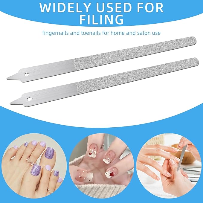 Diamond Dust Nail File, 5 Pcs Metal Nail File with Sharp Pointed Tip, Stainless Steel Nail Dresser Nail Buffering Files, Double Sided Nail File Fingernails Toenails Manicure Files for Salon and Home