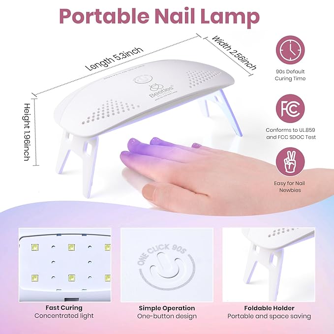 Beetles Gel Nail Polish Kit with U V Light, Gel Polish Starter Kit Soak Off Nude Gray Purple Mauve Light Pink LED Nail Lamp Base Gel Top Coat DIY Home Valentines Day Gifts for Her