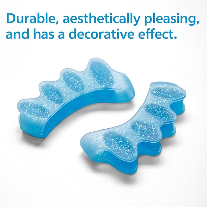 Durable Unisex Toe Separators with Sparkle Design for Yoga & Daily Use - Flexible Silicone toe Spacers for Bunions, One-Size-Fits-All for Men & Women (2PCS) (Blue)