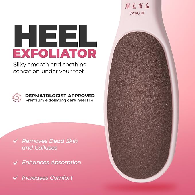 TSURULABO - Foot File, Dual-Sided (Coarse & Fine), Water-Resistant Alternative to a Foot Scrubber or Pumice Stone for Feet, Heel Scrubber for Grooming, Beige Dry Skin Callus Remover with Hanging Loop