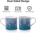 Spring Hummingbird Floral Coffee Mug, 12oz Dark Teal Ceramic Mug - Image 5