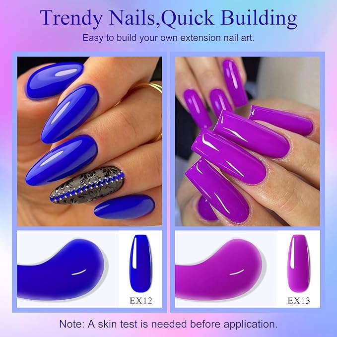 MEET ACROSS Poly Nail Gel 10Pcs Nail Extension Gel Set and Nail Extension Starter Kit for Beginners Nail Art DIY Home Gifts for Women (SET-12, 10pcs)