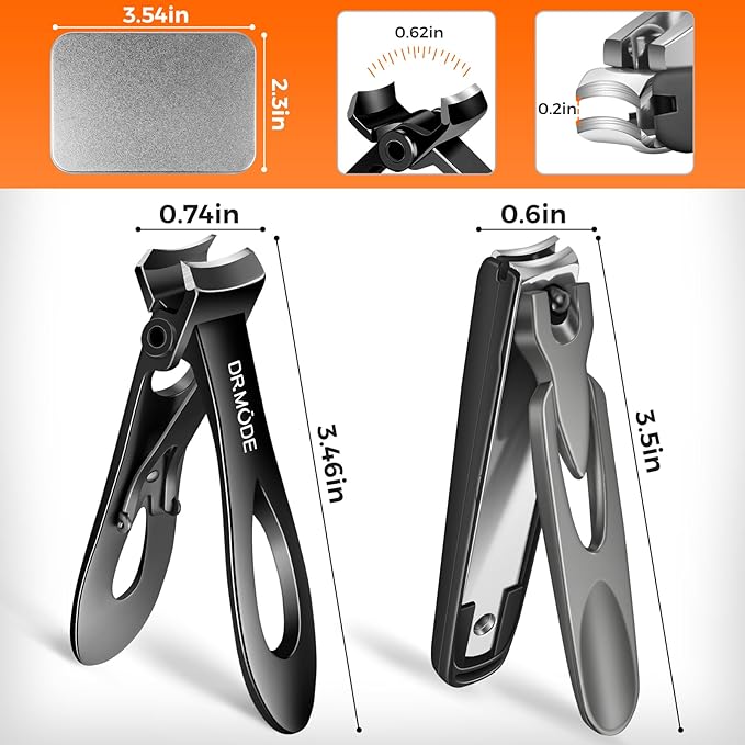 Nail Clippers for Men Thick Nails, Sharp Anti Splash Fingernail Clipper Adult Nail Cutter with Catcher Long Handle, Heavy Duty Large Toenail Clippers for Seniors Thick Toenails with Wide Jaw Opening