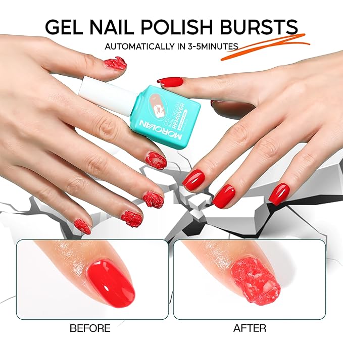 Morovan Gel Nail Polish Remover: Professional Gel Polish Remover for Nails Quickly & Easily & Effectively Remove Gel Polish in 5 Minutes No Need Soaking or Wrapping