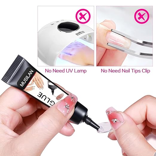 5PCS Semi Solid Nail Glue, New Super Strong Solid Nail Glue for Acrylic Nails Press Ons Nails Quick Drying No UV Light Long Lasting for Acrylic Fake Nails Tips Chip-Resistant & Longwear Formula
