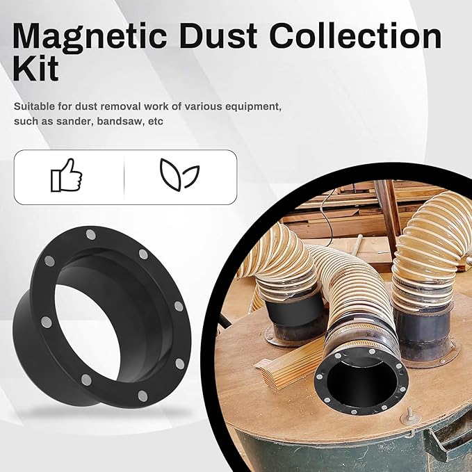 4" Magnetic Dust Collection Fittings 7-pack with Quick Connect Magnetic Fittings for Dust Collectors, Efficiently Transfer Hoses Between Machines