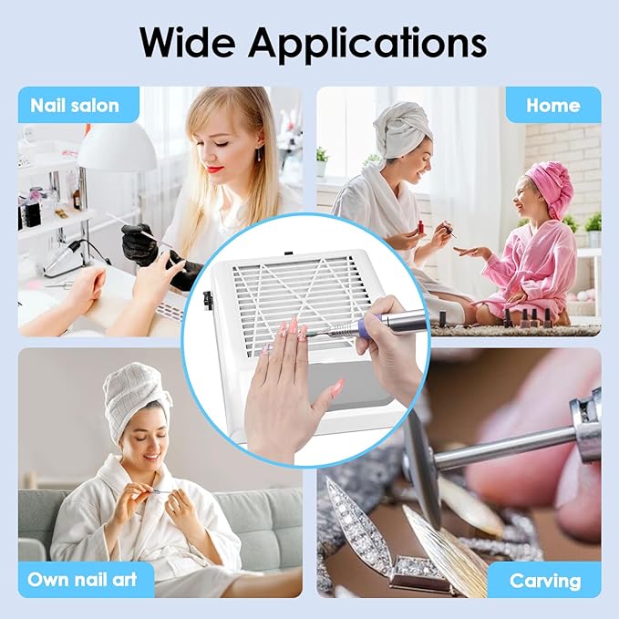 Nail Dust Collector Vacuum 80W Adjustable Power Suction CoFashion Nail Dust Cleaner Machine for Manicure, Dust Collector for Nails for Salon Home Use- Nail Filter When Using Nail Drill