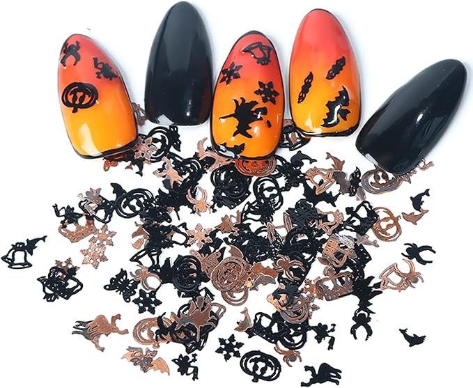 Halloween Nail Art Glitter 3D Nail Sequins, Holographic Day of The Dead Laser Sparkly Flakes Design, Bat Witch Pumpkin Elk Snowflake Nail Decoration for Nail Stickers, Holiday Nail Supplies (3 Boxes)