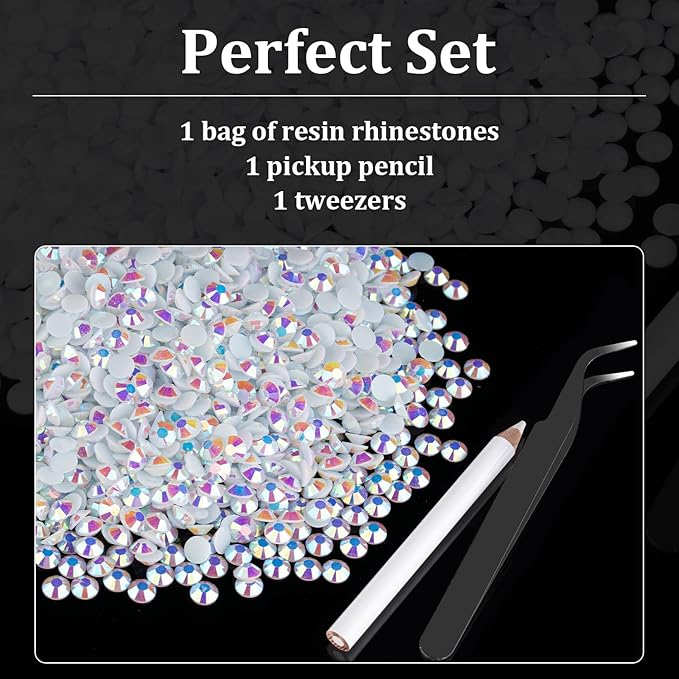 6000pcs 4mm Resin Rhinestones Bulk, White AB Flatback Round Jelly Rhinestones Bedazzling Non Hotfix Crystal Gems Large Quantity Wholesale for DIY Crafts Clothes Bottles Tumblers Face Makeup Manicure