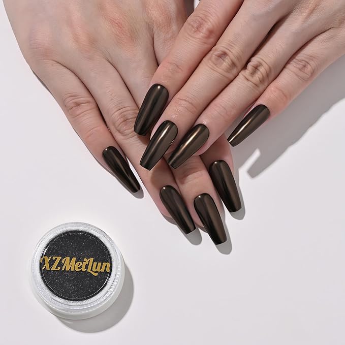 Copper Black Magic Mirror Chrome Nail Powder, Big-Capacity 1.5g Metallic Dust Holographic Effect Powder Pigment Glitter Manicure Kit, Nail Art, Can Mixed with Builder Gel Nail Polish for Use