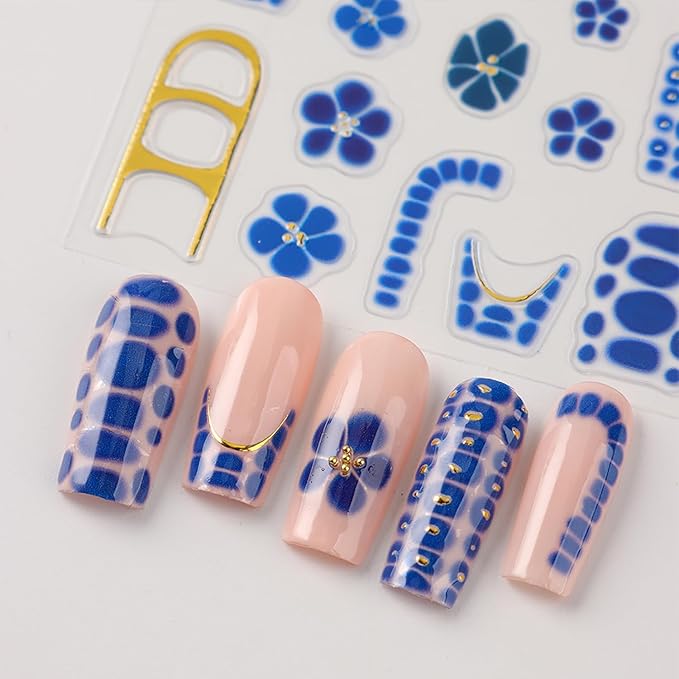 Fall Nail Stickers for Nail Art, 4 Sheets Flower Nail Decals 3D Self Adhesive Manicure Supplies Autumn Winter Nails Design French Tip Nail Art Stickers Flowers Acrylic Nail Decoration for Women Girls