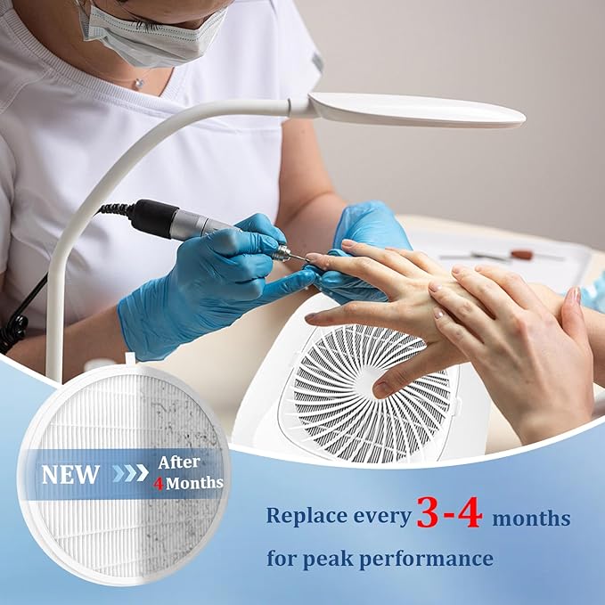 4 Pcs Nail Dust Vacuum Collector Replacement Filter Compatible with MelodySusie SProR/XC320J Reusable and Easy Clean for Salons Home Use Nail Art Tools