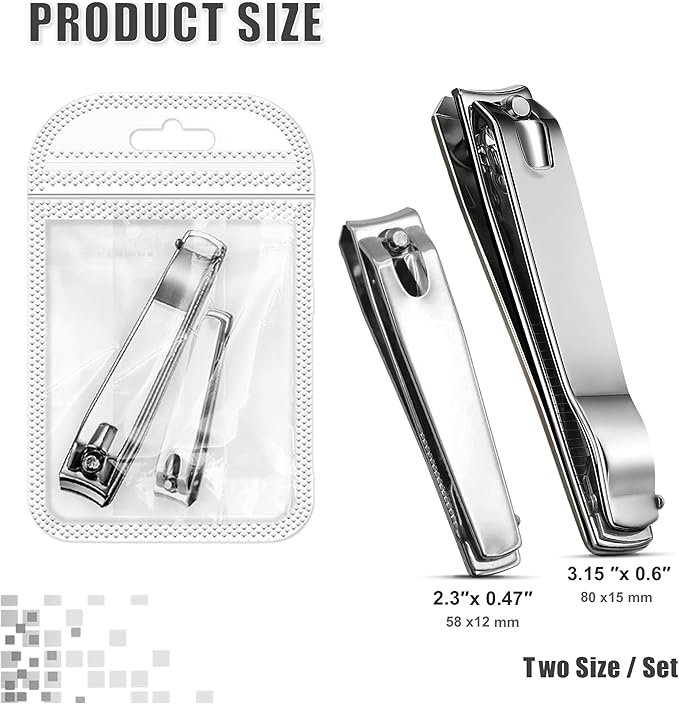 Large Finger Nail Clippers for Adult,10-Piece Nail Clippers Bulk for Men Women, Stainless Steel Long Handled Toenail Clippers 3.15 Inch Fingernail Clipper Set with Nail Cleaner/File