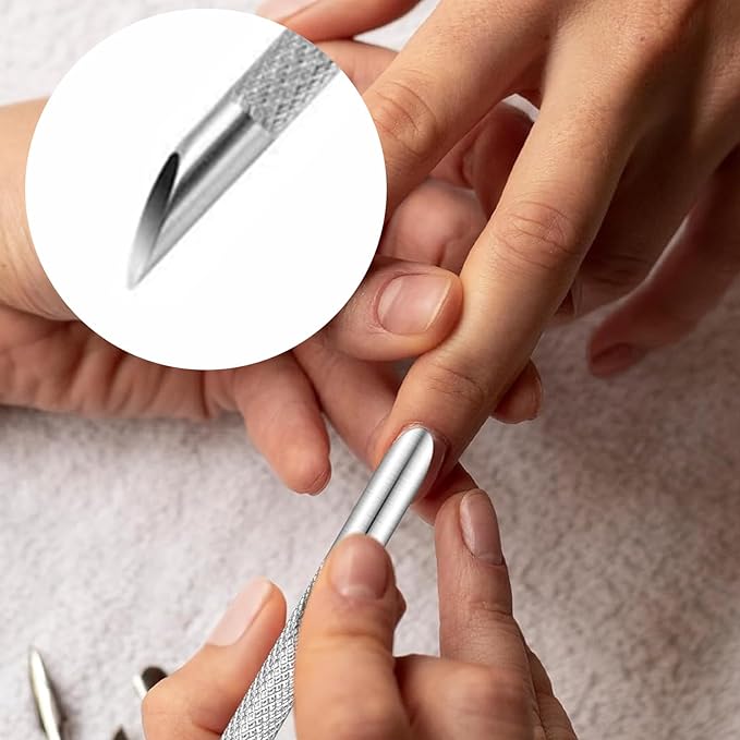 8pcs stainless steel cutin remover gel nail dead skin polishing peeler, cutin pushing tool, professional pedicure art care portable nail cleaner toenail manicure