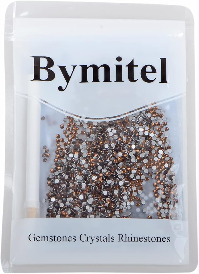 2880PCS Art Nail Rhinestones non Hotfix Glue Fix Round Crystals Glass Flatback for DIY Jewelry Making with one Picking Pen (ss8 2880pcs, Smoked Topaz)