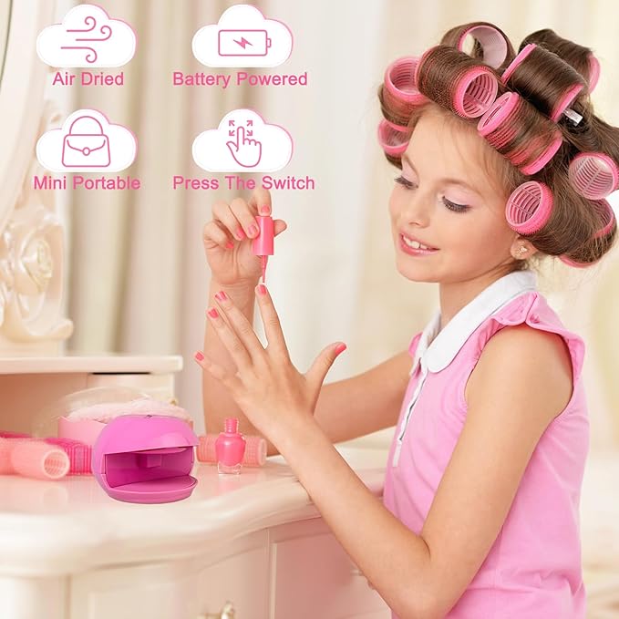 Portable Nail Dryer for Kids, Quick Dry Nail Dryer for Regular Polish, Fingernail Polish Dryer, Safe Air Blow Nail Dryer Fan, Do Manicure at Home, Ideal Christmas Gift for Girls Aged 6-12