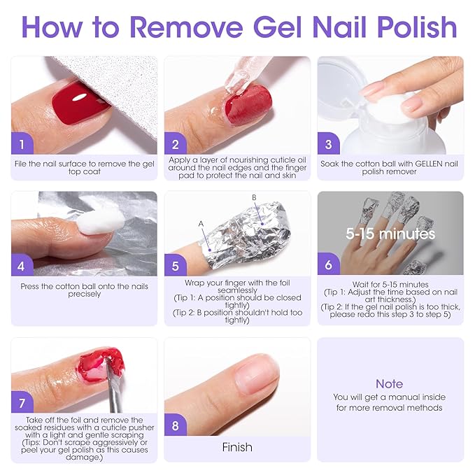 Gellen Non Acetone Nail Polish Remover | Nail Polish Remover Pump Enriched with Jojoba Oil Castor Oil | Soak off Gel Polish Remover for Nails | Frequent Usage at Home Diy Salon, 16 Fl Oz