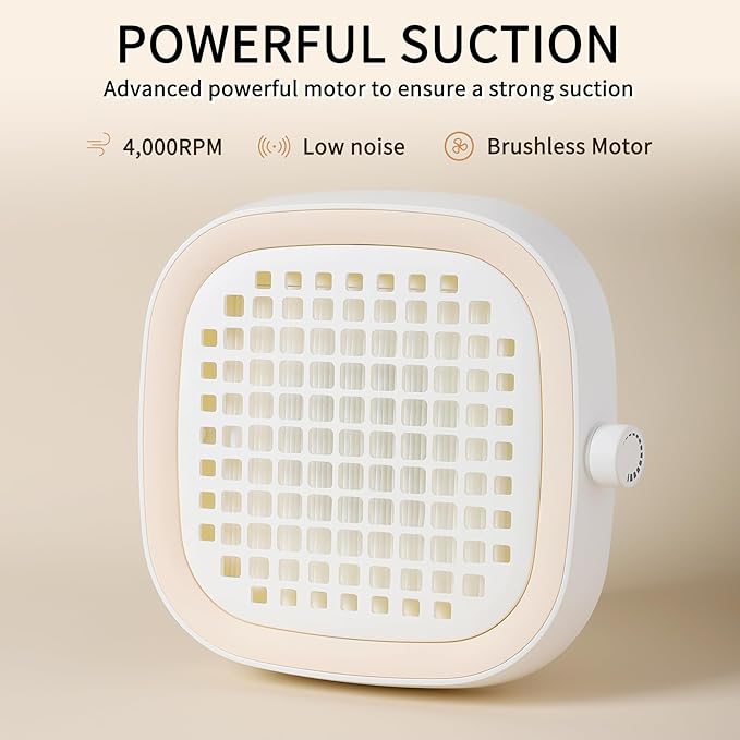 Nail Dust Collector with Reusable Filter, Powerful Brushless Vacuum Nail Dust Collector Extractor Electric Dust Suction Machine for Acrylic Gel Nail, Perfect for Home&Salon Use, Low Noise