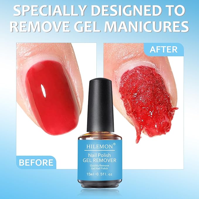 15ml Quick Gel Nail Polish Remover & Nail Latex Tape Kit, Fast Acting in 3-5 Mins, Includes Mini Nail File, Cuticle Pusher & Scraper, Gentle & No Soaking & No Wrapping (Remover&Latex)