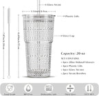 INSETLAN 20 oz Hobnail Glass Cups - Image 3