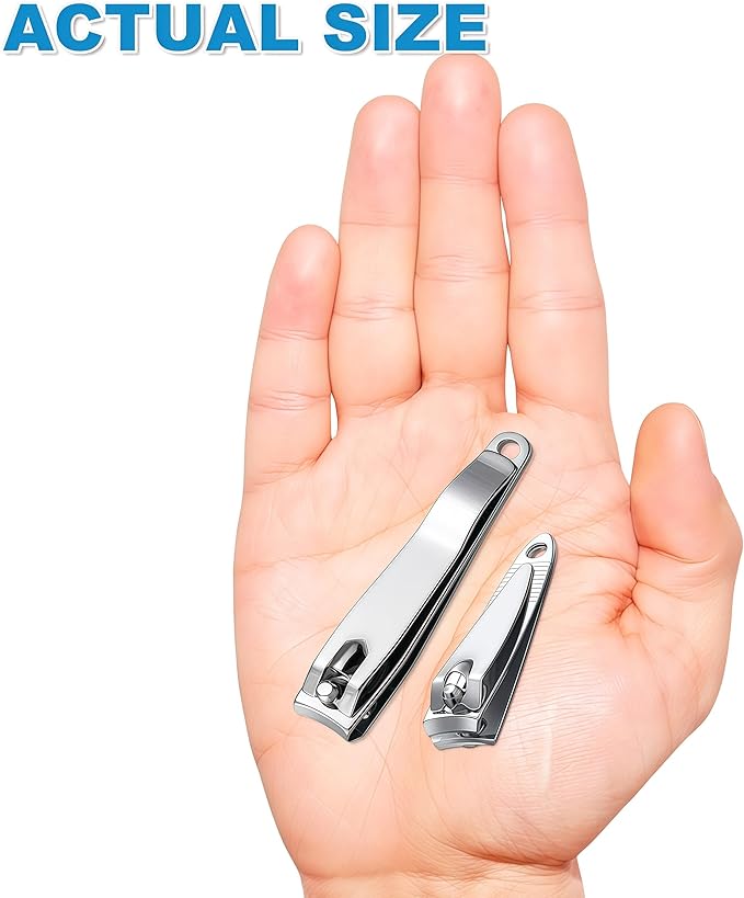 20-Pack Stainless Steel Fingernail Toenail Nail Clippers Bulk Set - 16 Small +4 Medium Size Nail Care Set Toe & Finger Nail Clipper for Men/Women Travel, Homeless Care Supplies