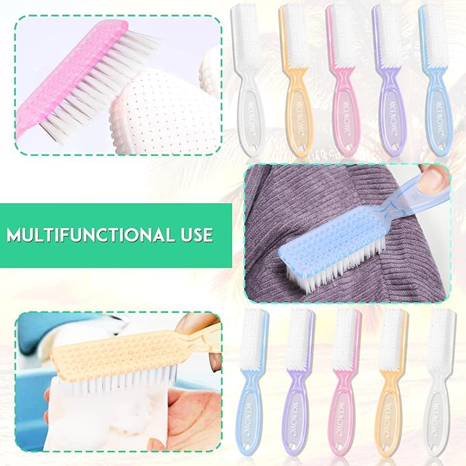 NICEMOVIC 30 Pcs Nail Brush for Cleaning Fingernails, Handle Grip Nail Scrubber Brush, Hand Fingernail Cleaner Brush Manicure Tools Scrub Cleaning Brushes, Use for Toe and Nail Cleaning (Clear)