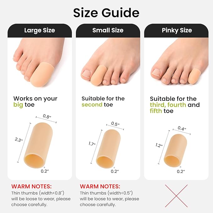 Bukihome 12 Pcs Gel Toe Cap, Toe Protector for Women Men - Cushions and Protects to Cover Toes, Relief Toe Pain from Ingrown Toenails, Corns, Blisters, Hammer Toes (8L + 4S)