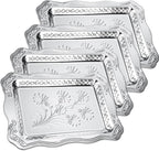 4 Pack 16.3" x 11.4" Large Silver Serving Trays by Ferrochef